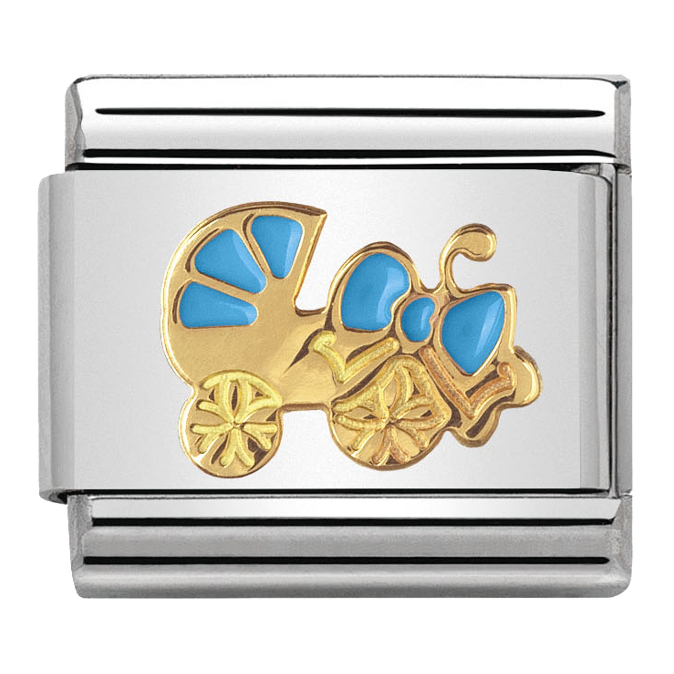 030242-46 PRAM BLUE ENAMEL GOLD KOOKOO MADAME