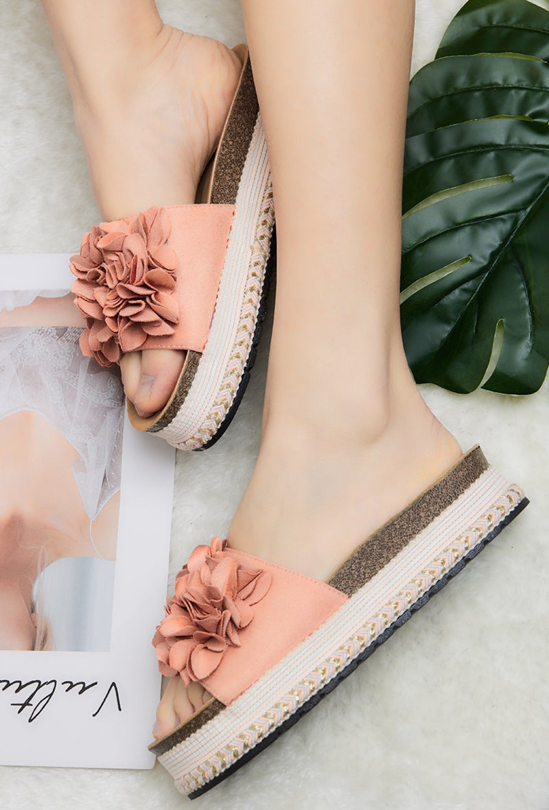 Pink floral wedges on sale